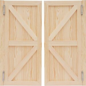 Swinging Doors Cafe Doors Interior Pine Wood Swing Door Saloon Cafe Doors With Auto-Return Hinges, Double Swinging Barn Door For Kitchen, Bar, Hallway & Garden Entry (Wood, 35.43″x35.43″x1.37″)