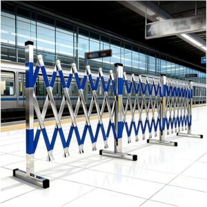 Zfmnoyev Stainless Steel Expandable Industrial Traffic Fencing, Portable Foldable Metal Folding Barricade, Construction Garage Security Barrier Gate, Used For Maintenance Construction1.2×3 M