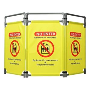 3 Panels Safety Barricade, Heavy Duty PVC Foldable Security Barrier Gate,Visibility Caution Symbol Traffic Fence With DO NOT Enter Sign, Portable Elevator Maintenance Caution For Construction