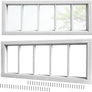2 Pack Shed Windows, 10″x29″ Transom Window With Tempered Glass | Flush Mount Fixed Utility Window With Grille For Chicken Coop, Garage, Barn, Playhouse, And Greenhouse, White