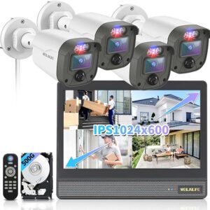 All-in-One Security System Outdoor Wired Security Camera System With 10 Monitor, Home Video Surveillance Systems, Outside CCTV Cameras For Home Security, Surveillance DVR Kits