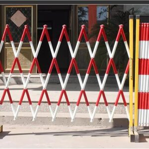 Retractable Mobile Concertina Safety Barrier – Flexible Folding Traffic Guardrail For Driveway & Worksite – Space-Saving 1.2m X 2.5m Barricade