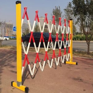 Expandable Metal Barricade – Easy To Assemble Safety Barrier With Casters, Adjustable Traffic Fence, Road Garage Construction Driveway Fence Retractable Traffic Scissor Gate