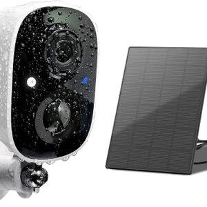 Security Camera And Solar Panels For Outdoor, 4MP Battery Powered Camera For Home Security With Spotlight & Siren Alarm