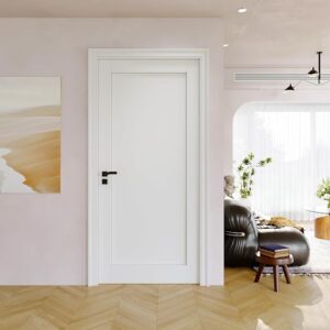 36×80 Interior Door Slab,1-Panel Solid Core Doors,Bedroom Door Panel, White | Solid Core Pre-Built Wood Door,Pre-Finished & Paintable With CARB P2,White Bathroom Door Shaker,Pantry,Laundry,w/o Frame