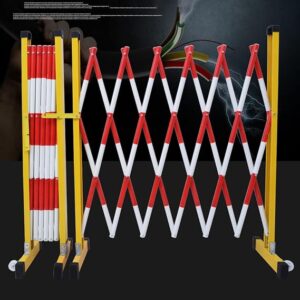1PCS Expandable Mobile Guardrail, Safety Retractable Scissor Gate With Casters, Driveway Fence For Garage & Road Construction, Height 120CM, Extends 9.8ft