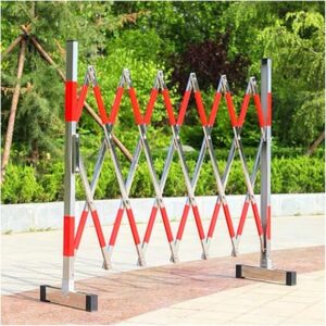 LFFH Stainless Steel Fence, Movable Telescopic Fence Outdoor Construction Warning Isolation Guardrail Lightweight Expandable Fence Color 2M