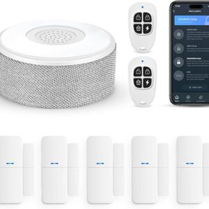 WiFi Door Alarm System, 8-Piece DIY Wireless Alarm Kit With Door Sensors | 120dB Alarm, 8-Hour Backup Battery, Real-Time Alerts, Easy DIY Installation, No Subscription, Ideal For Homes & Apartments