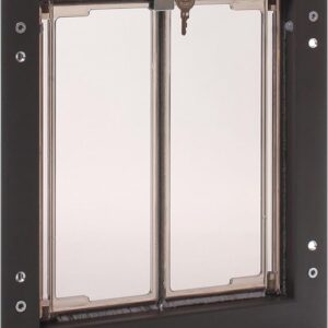 PlexiDor Pet Doors For Dogs And Cats Energy Efficient Bronze | Door-mount, Lock And Key, 2-panel Design, Dog Door, Cat Door Interior Door