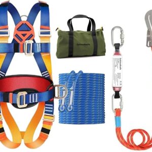 Safety Harness Fall Protection Kit,Full Body Roof Harness For Construction,Heavy-Duty Harness With Safety Rope