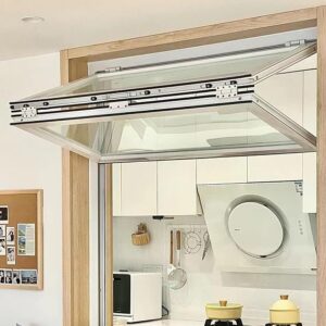 Kunovo White Aluminum Frame Food Service Windo, Roll-up Type Folding Kitchen Concession Windows, Mobile Catering Unit Shed Window For CommercialWxH 110x70cm43.3×35.4in