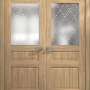 SARTODOORS Interior Interior Solid French Double Doors 84 X 84 Inches | Ego 5011 Natural Oak | Wood Interior Solid Panel Frame | Closet Bedroom Modern Doors