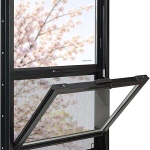 Vinyl Single Hung Sliding Window, 24″ X 36″ Black | Household Window With Double-Pane Insulated Tempered Glass, White Energy-Efficient Soundproof Window For House, Mobile Home