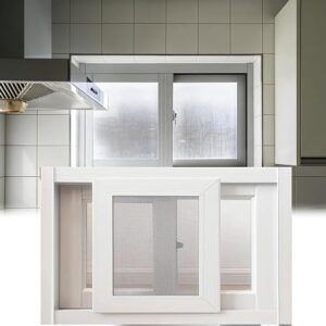 Large Lockable Basement Window 26x21in / 66x53cm, White Aluminum Frame, Replacement, Ideal For Privacy & Ventilation, Fits 20-30 Inch Openings