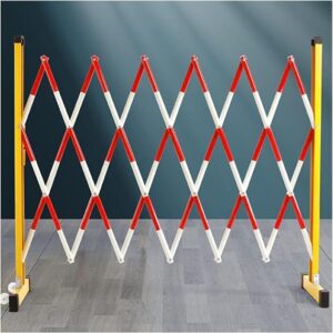 Expandable Metal Barricade,Traffic Fence Portable Pedestrian Safety Barrier Fence Base With 2 Wheels, Guardrail For School Construction Sites,Yellow-120x500cm,Red-120x600cm