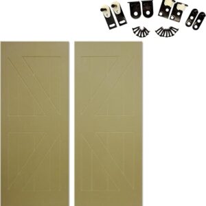 Unprimed Barn Style Saloon Doors | 3/4″ Thick Solid Wood With British Brace Design, Oil Rubbed Bronze Finish, Pre-Sanded Strong Door Joints, Unfinished Interior Doors (32″x42″)