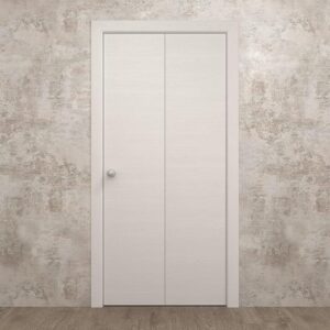 Interior Sliding Closet Bi-fold Doors 84 X 96 Inches | Ego 5000 Painted White Oak | Sturdy Tracks Moldings Trims Hardware Set | Wood Solid Bedroom Wardrobe Doors