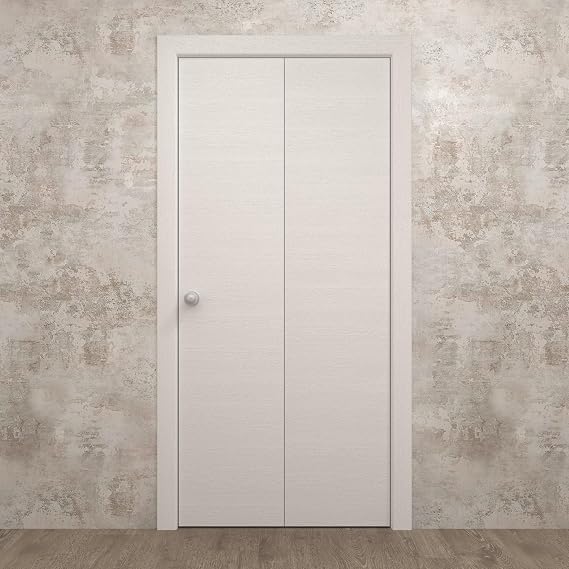 Interior Sliding Closet Bi-fold Doors 84 X 96 Inches | Ego 5000 Painted White Oak | Sturdy Tracks Moldings Trims Hardware Set | Wood Solid Bedroom Wardrobe Doors