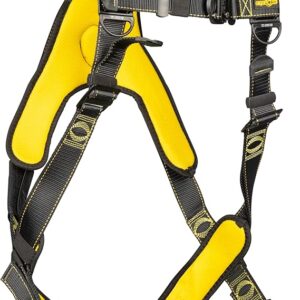 Guardian 21043 Cyclone Construction Harness With Comfort Shoulder Padding | OSHA & ANSI Compliant | Black/Yellow | XL