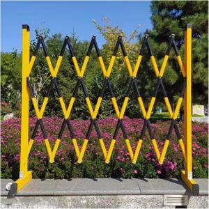 Expandable Metal Barricade,Electric Construction Safety Guardrail Expandable Barricade Fence Plastic Insulation Mobile Telescopic Fence Road Warning Isolation,Yellow-120x600cm