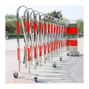 Expandable Folding Barricade, 201 Stainless Steel Traffic Barricade Fence With Casters, Portable Retractable Safety Construction Fence For Outdoor Road Garage(1.1m X 2.5m)