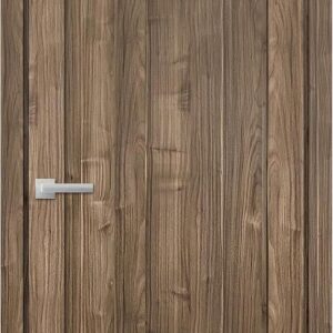 Sartodoors Quadro 4111 | 18 X 96 | Walnut Interior Single Swing Door With No Glass | Solid MDF Door In Modern Style | Hardware Included