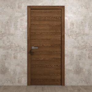 Interior Interior Solid French Door 18 X 80 Inches | Ego 5000 Cognac Oak | Single Regular Panel Frame Handle | Bathroom Bedroom Modern Doors