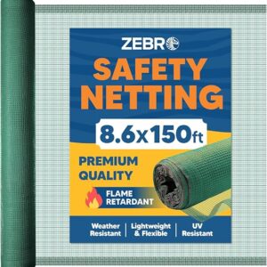 Fire Retardant Debris Safety Netting 8.6 X 150 – Green – High Visibility Construction & Scaffolding & Railing & Elevator Netting For Enhanced Safety – Construction Fencing