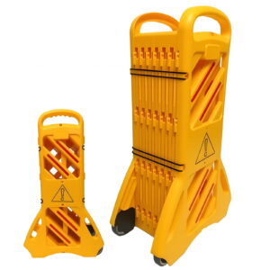 Commercial Portable Safety Barrier, 13 ft Heavy-Duty Traffic Barricade Fence, Folding Portable Barrier, Plastic Barricade for Road Work