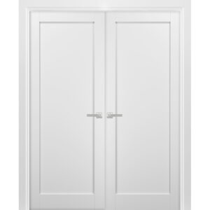 French Double Panel Doors with Hardware | Quadro 4111 White Silk | Sample of Color