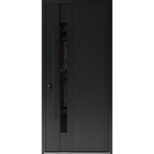 Front Exterior Prehung Steel Door / Dekton 0163 Ardesia Nero / Entry Metal Modern Painted W36x80 Right-hand
