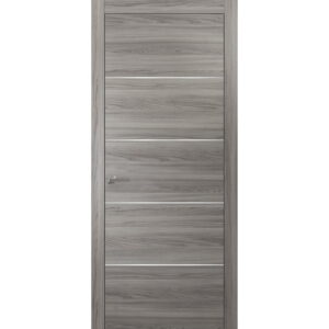 Modern Wood Interior Door with Hardware | Planum 0020 Ginger Ash | Single Panel Frame Trims | Bathroom Bedroom Sturdy Doors-24 x 80