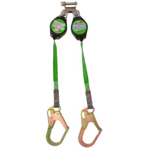 Sellstrom Manufacturing B2347945 7.5 ft. Peak Works SRL-54854-7-5LE Dual Self-Retracting Device – Dyneema Webbing – Twin Leg – LE Class A – Green