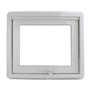 Shed Windows and More 12 x 12 Inward Opening Awning Window Double Pane Window Tempered Low-E Glass White Vinyl Frame