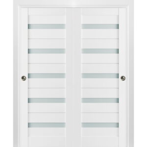Sliding Closet Frosted Glass Bypass Doors | Quadro 4445 White Silk | Sample of Door Color