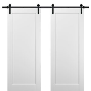Sliding Double Barn Doors | Quadro 4111 White Silk | Sample of Color